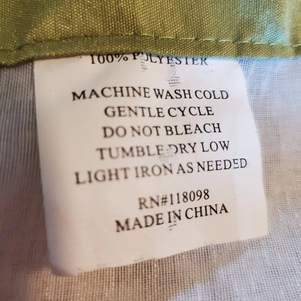 White Sheer Grommet Curtain Panel Olive Green Border 84x54 RN 118098
